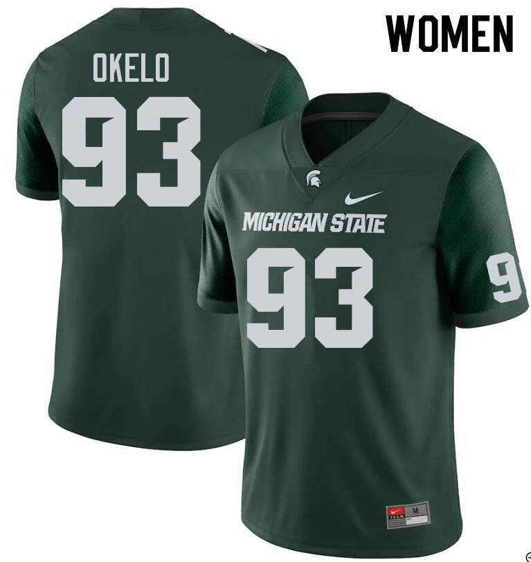 Women #93 Alex Okelo Michigan State Spartans College Football Jerseys Sale-Green